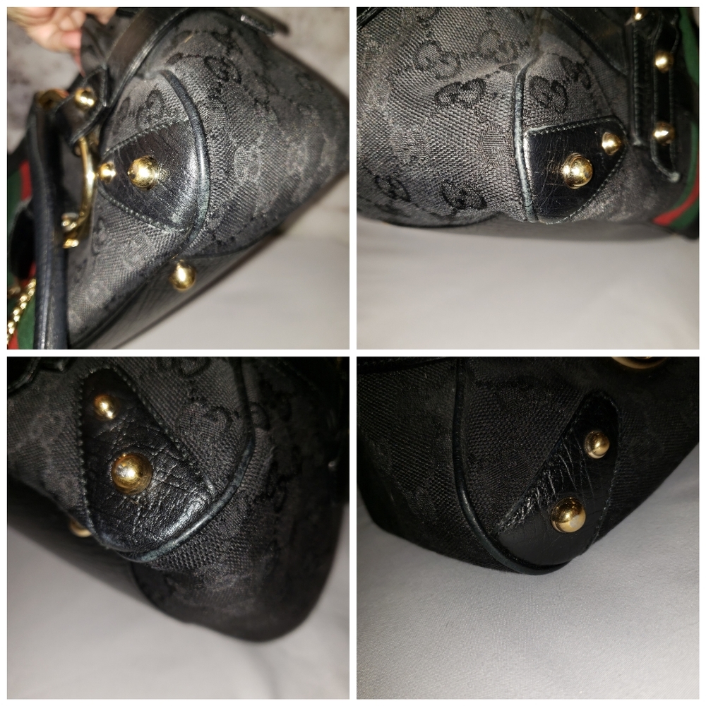 Gucci black monogram horsebit striped purse - Picture 7 of 16